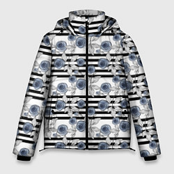 Куртка зимняя мужская Акварельный полосатый узор, цвет: 3D-черный