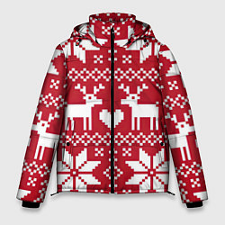 Куртка зимняя мужская Рождественские олени, цвет: 3D-красный