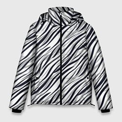 Куртка зимняя мужская Черно-белый полосатый тигровый, цвет: 3D-черный