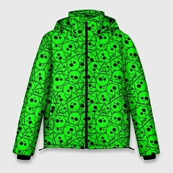 Мужская зимняя куртка Черепа на кислотно-зеленом фоне