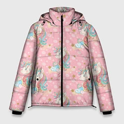 Куртка зимняя мужская Единороги для девочек, цвет: 3D-светло-серый