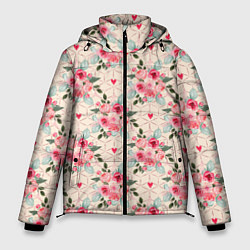 Куртка зимняя мужская Полевые цветочки, цвет: 3D-черный