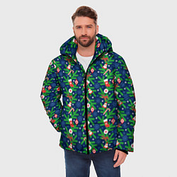 Куртка зимняя мужская Новогодние Игрушки на Ёлке, цвет: 3D-черный — фото 2