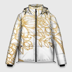 Мужская зимняя куртка Золотые цветы на белом