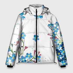 Мужская зимняя куртка Букет голубых цветов