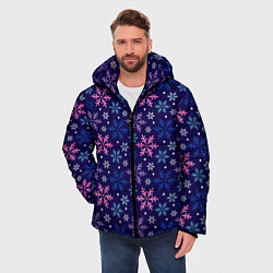 Куртка зимняя мужская Ночные Снежинки, цвет: 3D-черный — фото 2