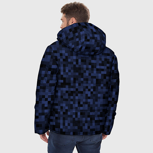 Мужская зимняя куртка Темная пиксельная абстракция / 3D-Красный – фото 4