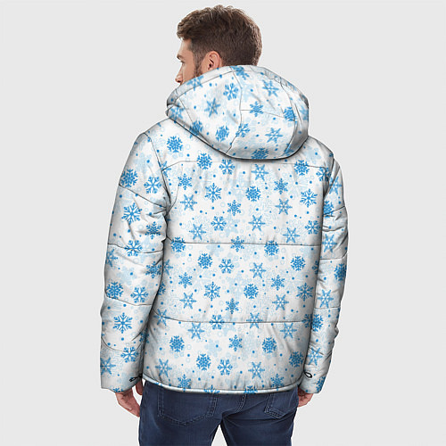 Мужская зимняя куртка Снежинки снежные узоры / 3D-Светло-серый – фото 4