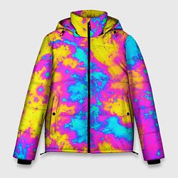 Куртка зимняя мужская Яркая абстракция космических красок, цвет: 3D-черный
