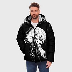 Куртка зимняя мужская Крик Хэллоуин Хоррор Scream Halloween, цвет: 3D-черный — фото 2