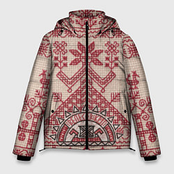 Куртка зимняя мужская Славянская вышивка Узоры Руси, цвет: 3D-красный