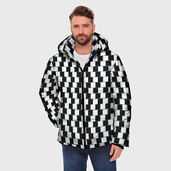 Куртка зимняя мужская Шахматная Иллюзия Искажения, цвет: 3D-черный — фото 2