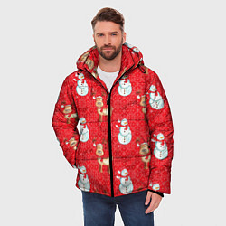 Куртка зимняя мужская Снеговики и олени, цвет: 3D-черный — фото 2