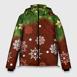 Куртка зимняя мужская Зимнее Настроение Елка, цвет: 3D-красный
