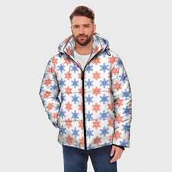 Куртка зимняя мужская Снежинки паттернsnowflakes pattern, цвет: 3D-красный — фото 2