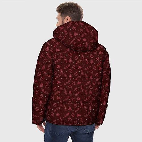 Мужская зимняя куртка НОВОГОДНИЙ БОРДОВЫЙ ПАТТЕРН / 3D-Красный – фото 4