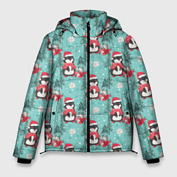 Куртка зимняя мужская Пингвинчики новый год, цвет: 3D-красный