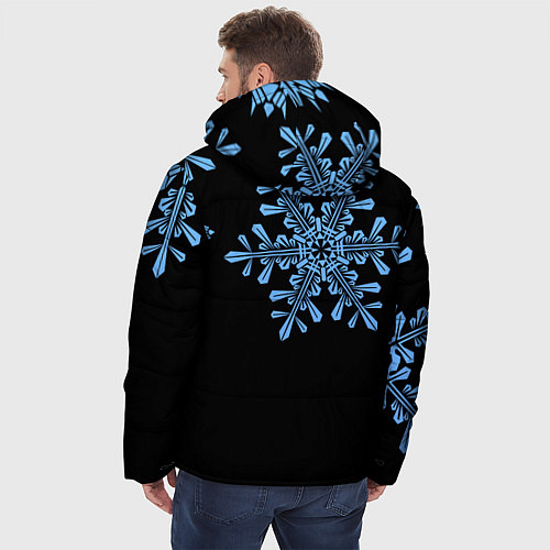 Мужская зимняя куртка Минималистичные Снежинки / 3D-Красный – фото 4
