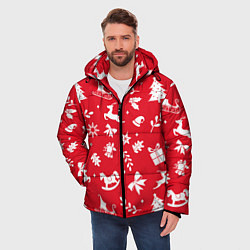 Куртка зимняя мужская Паттерн новогодней атрибутики, цвет: 3D-светло-серый — фото 2