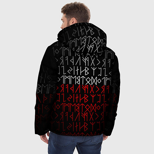 Мужская зимняя куртка Славянская символика Руны / 3D-Красный – фото 4