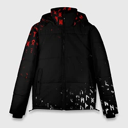 Куртка зимняя мужская КРАСНО БЕЛЫЕ РУНЫ, цвет: 3D-черный