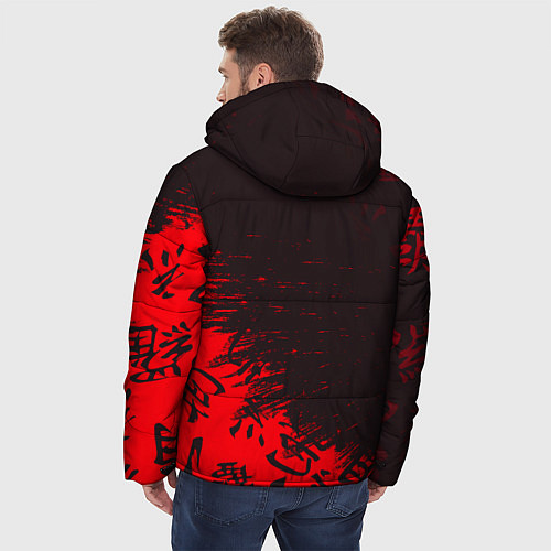 Мужская зимняя куртка Токийские мстители Горизонтальная надпись / 3D-Красный – фото 4