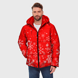 Куртка зимняя мужская Летящие снежинки, цвет: 3D-черный — фото 2