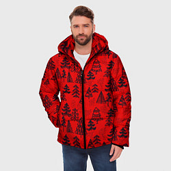 Куртка зимняя мужская Ёлки узор!, цвет: 3D-красный — фото 2