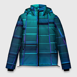 Куртка зимняя мужская 3D квадраты неоновые, цвет: 3D-красный