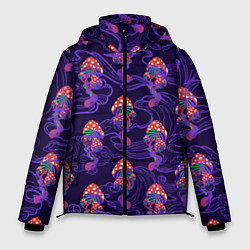 Куртка зимняя мужская Грибы психоделика, цвет: 3D-красный