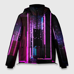 Куртка зимняя мужская Ночной город в киберпанке, цвет: 3D-черный