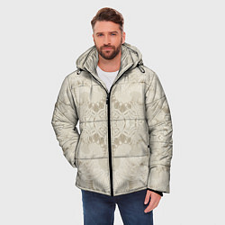 Куртка зимняя мужская Бежевый узор - Хуф и Ся, цвет: 3D-черный — фото 2