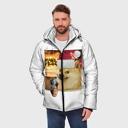 Куртка зимняя мужская Новогодняя собака злоупотребляет второй поправкой, цвет: 3D-светло-серый — фото 2