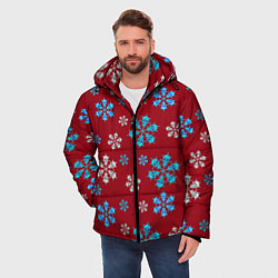 Куртка зимняя мужская Снежинки Черепа красный, цвет: 3D-светло-серый — фото 2