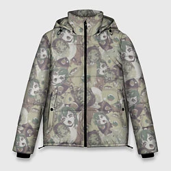 Куртка зимняя мужская Ahegao Цвета Хаки, цвет: 3D-черный