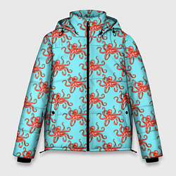 Куртка зимняя мужская Осьминог паттерн, цвет: 3D-красный