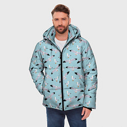 Куртка зимняя мужская Чайки паттерн, цвет: 3D-черный — фото 2