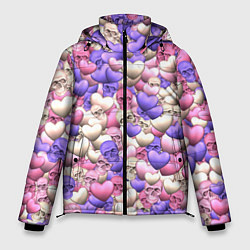 Куртка зимняя мужская Сердечки-черепушки, цвет: 3D-светло-серый