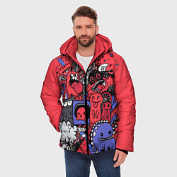 Куртка зимняя мужская Веселые монстрики, цвет: 3D-красный — фото 2