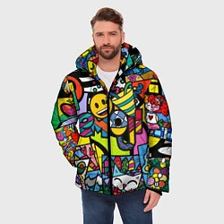 Куртка зимняя мужская Romero Britto - emoji, цвет: 3D-черный — фото 2