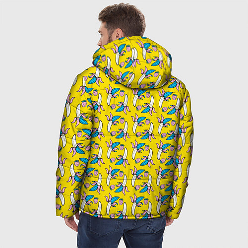 Мужская зимняя куртка Летний узор Забавные бананчики / 3D-Красный – фото 4