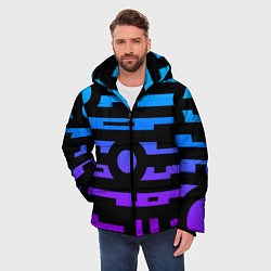 Куртка зимняя мужская Неоновая геометрия Neon, цвет: 3D-светло-серый — фото 2
