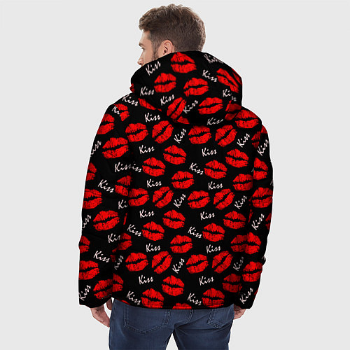 Мужская зимняя куртка Kiss поцелуи / 3D-Красный – фото 4