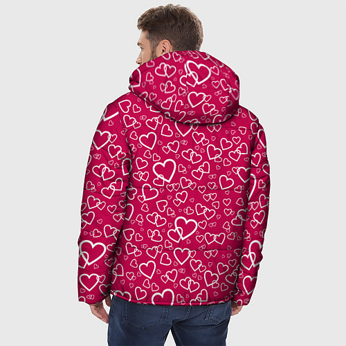 Мужская зимняя куртка Влюблённые Сердца LOVE / 3D-Красный – фото 4