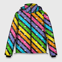 Куртка зимняя мужская Радужные полосы микс, цвет: 3D-светло-серый
