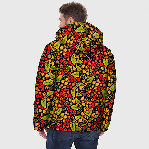 Мужская зимняя куртка Русский Орнамент - Хохломская Роспись / 3D-Красный – фото 4