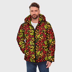 Куртка зимняя мужская Русский Орнамент - Хохломская Роспись, цвет: 3D-красный — фото 2