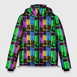 Куртка зимняя мужская Красочные Гитары, цвет: 3D-черный