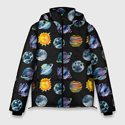 Куртка зимняя мужская Планеты космос, цвет: 3D-черный