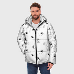 Куртка зимняя мужская Паттерн - кошачьи лапки 3D, цвет: 3D-светло-серый — фото 2